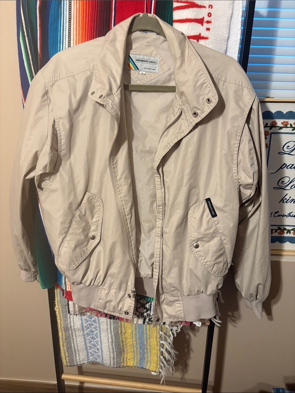 Members Only Light Beige Bomber Jacket